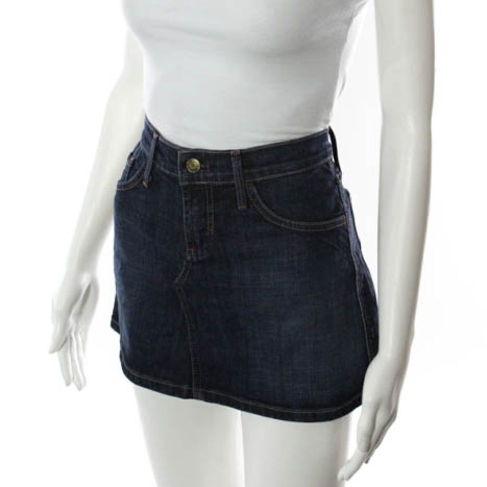 James Cured Blue Denim Stonewashed Skirt Sz 26